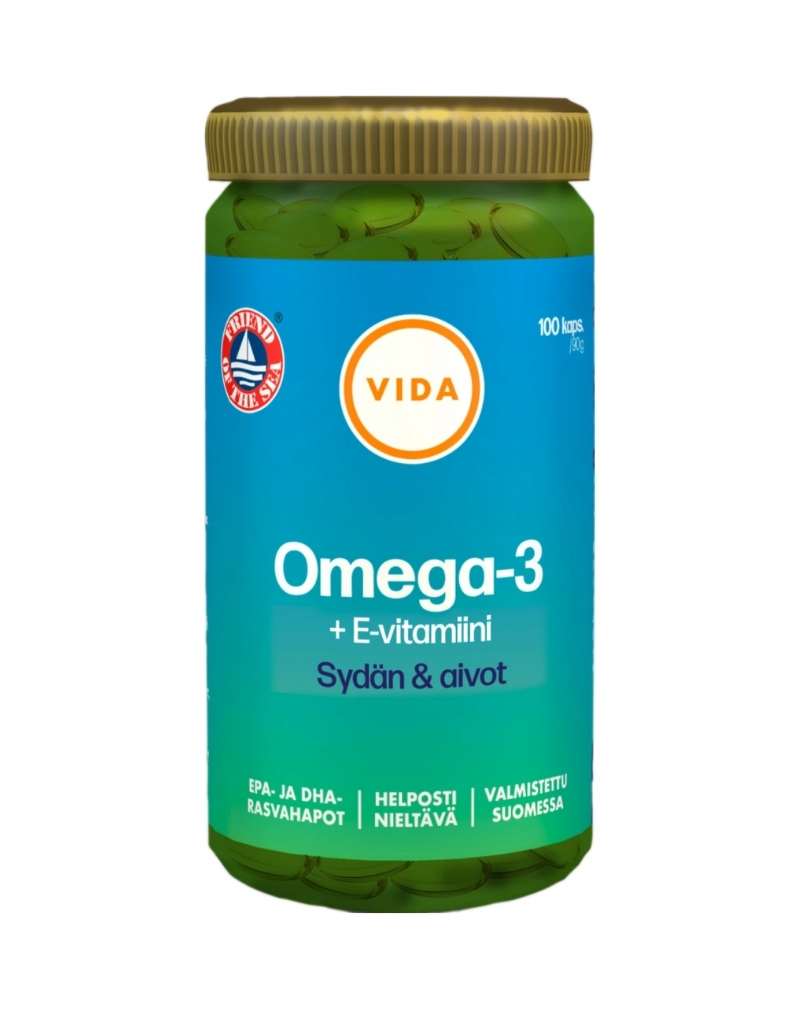 Vida Omega-3 + E-vitamiini, 100 kaps.