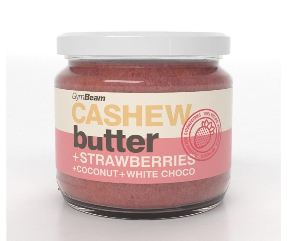 GymBeam Cashew Butter, 340 g, White Choco & Strawberries, (poistotuote, päiväys 9/21)
