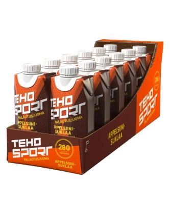 12 kpl TEHO Sport palautusjuoma 330 ml, Appelsiini-Suklaa (Päiväys 24.02.24)